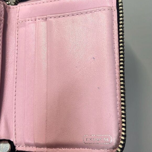 Auth Coach Billfold monogrammed wallet coin zip black small - Picture 7 of 13